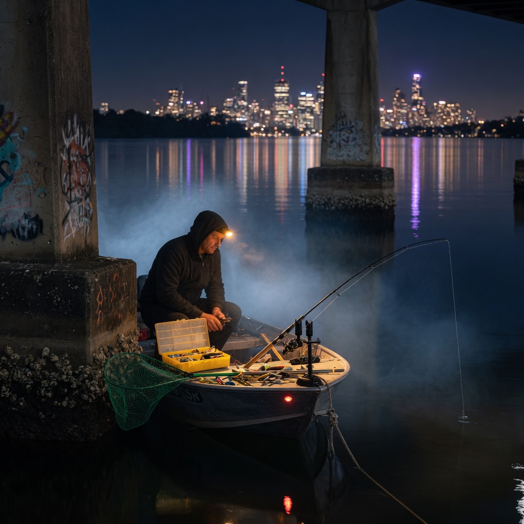 Live Baiting Mulloway in Deep Estuary Holes at Night
