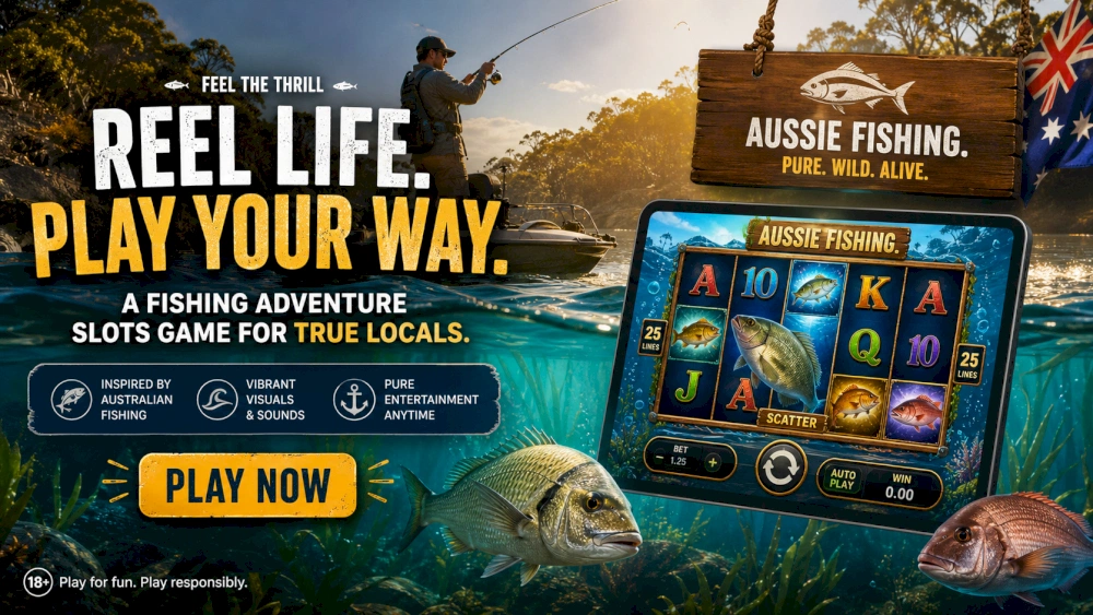 Australian coastline, rolling ocean swell and a coastal-inspired gaming atmosphere